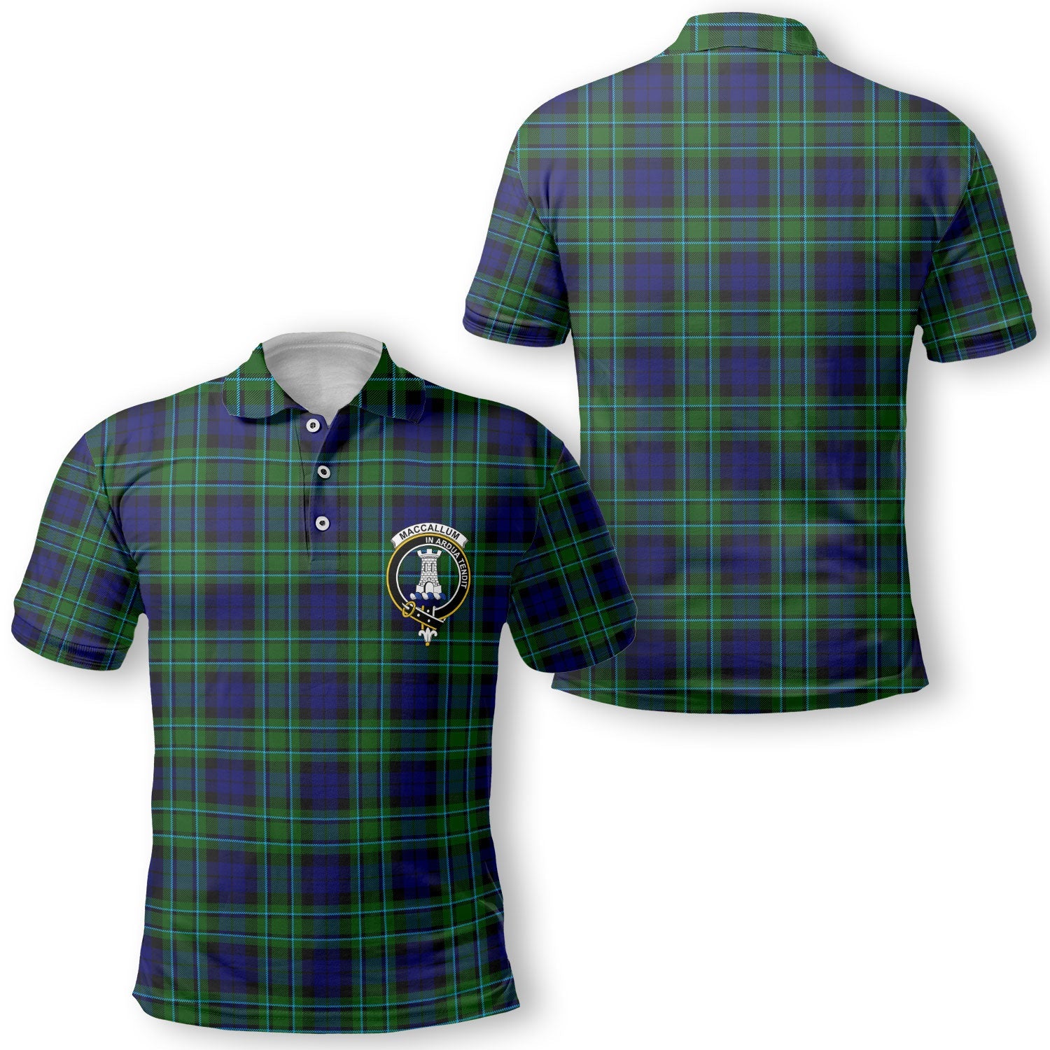 Clan Maccallum Tartan Golf Men Polo Shirt Crest And Plaid Basic Style