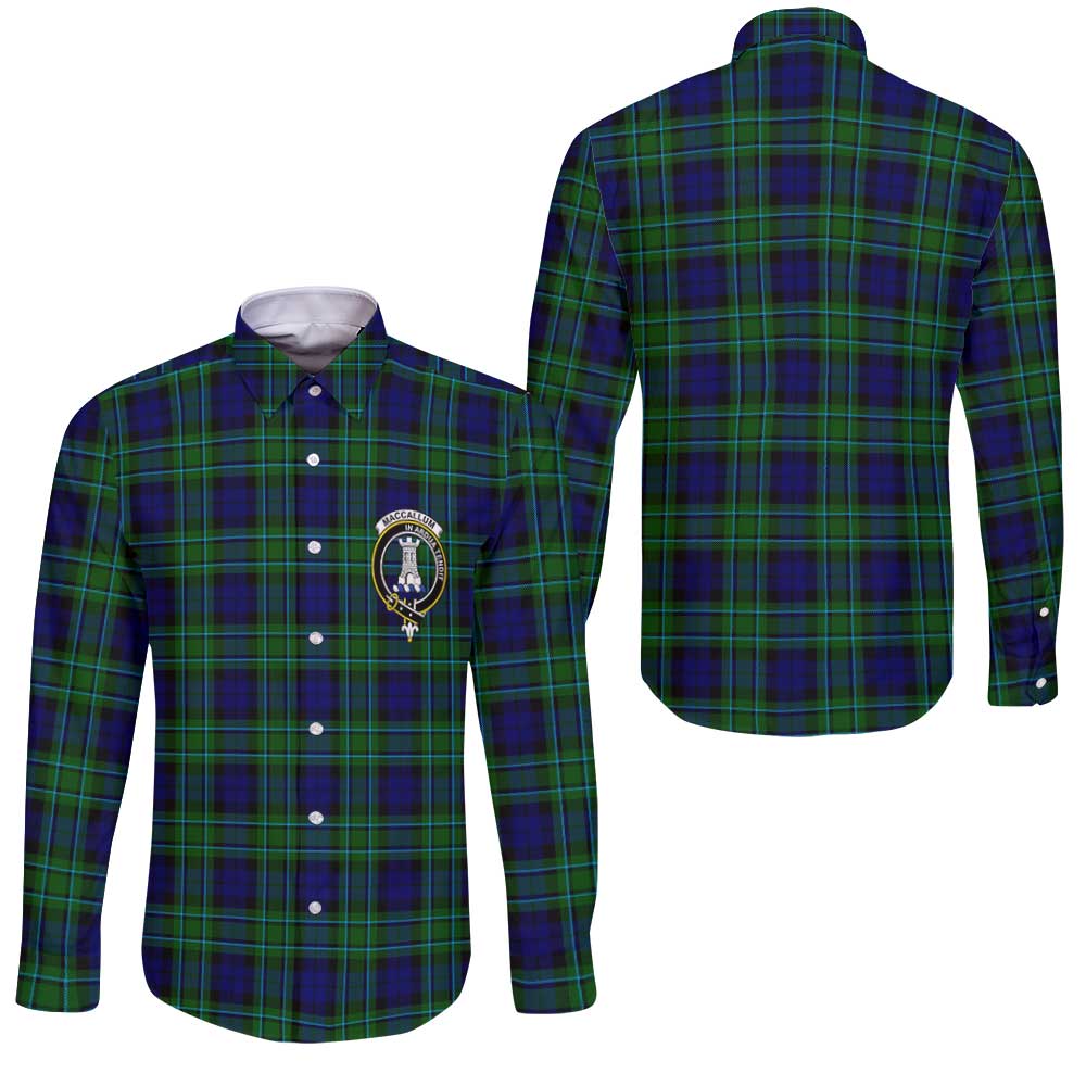 Clan Maccallum Tartan Long Sleeve Button Shirt Crest And Plaid Basic Style