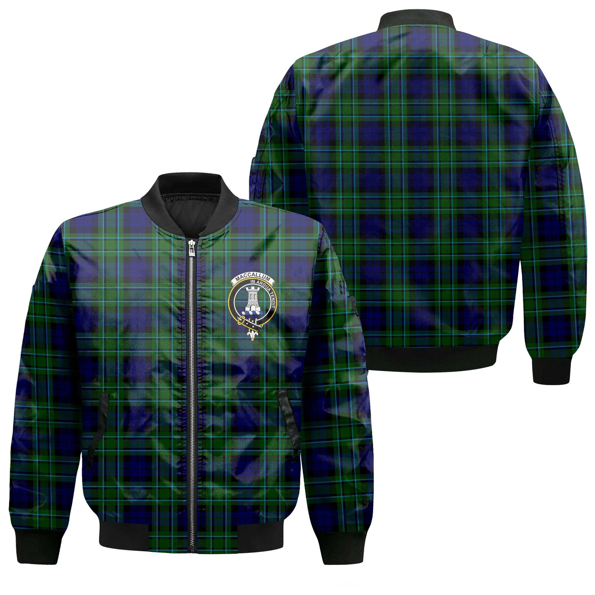 Clan Maccallum Tartan Men Bomber Jacket Crest And Plaid Basic Style