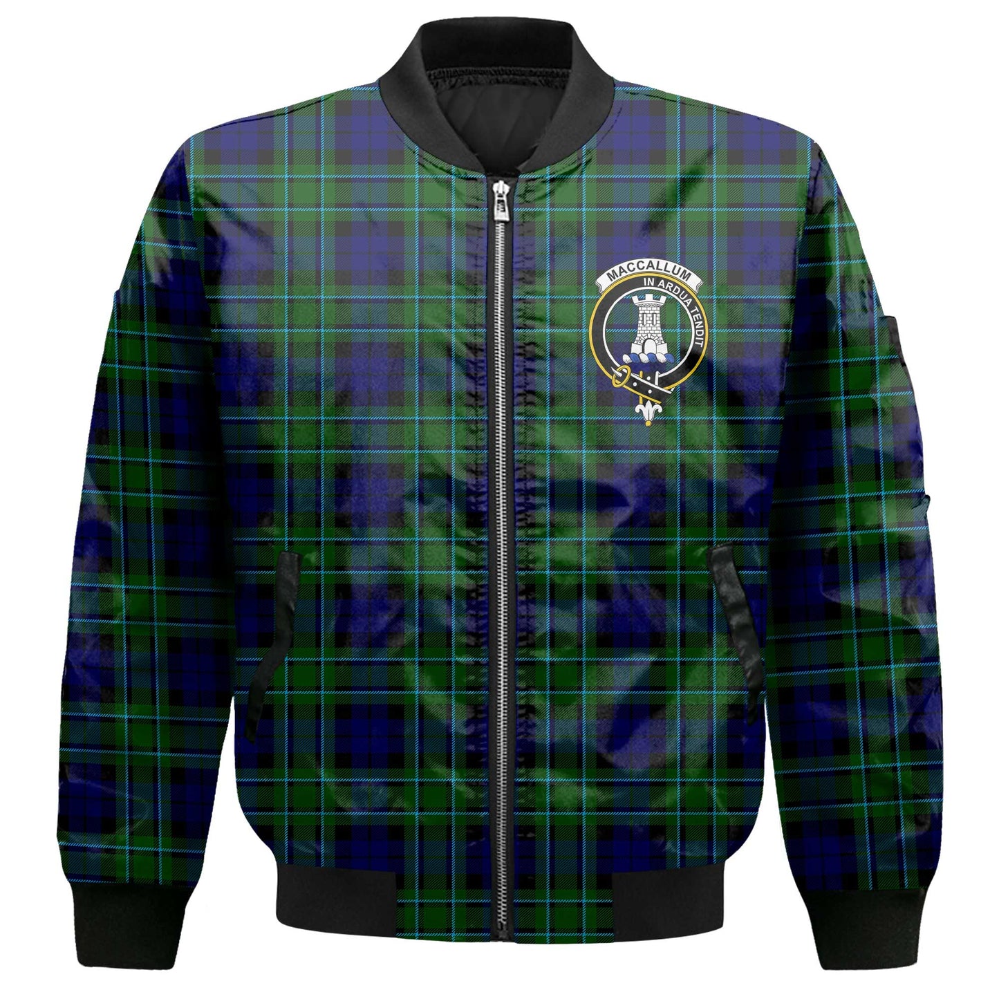 Clan Maccallum Tartan Men Bomber Jacket Crest And Plaid Basic Style