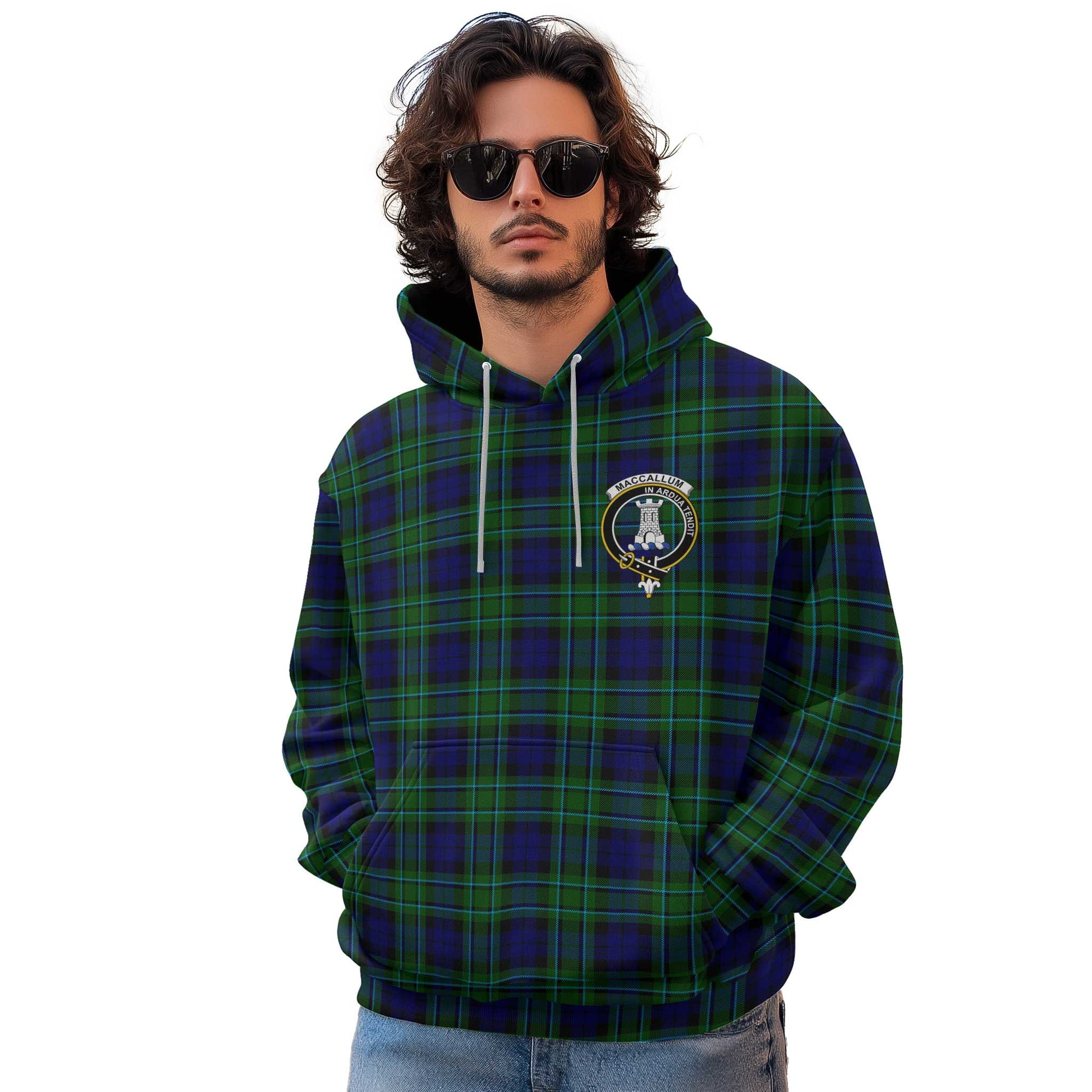 Clan Maccallum Tartan Men Hoodie Crest And Plaid Basic Style