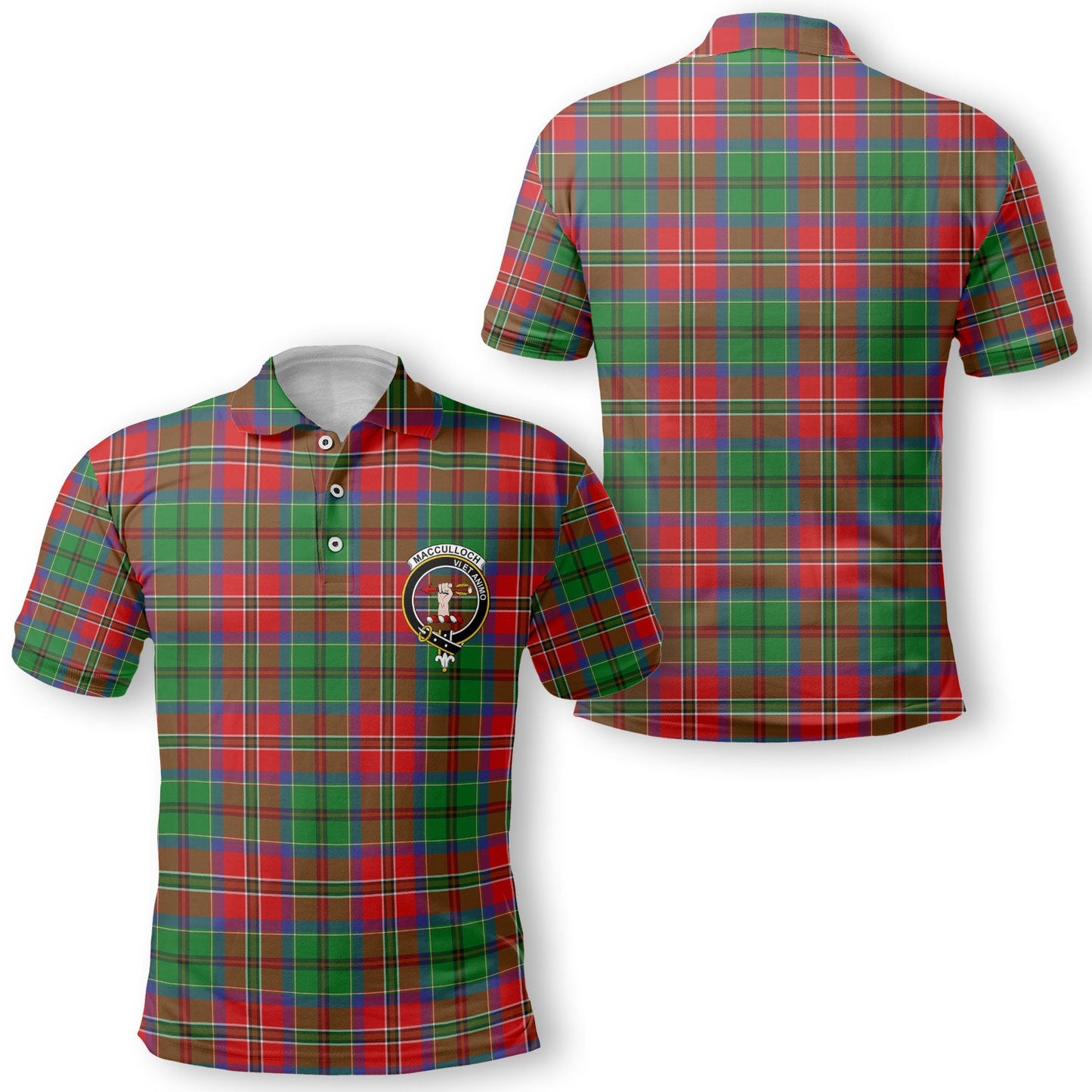 Clan Macculloch Tartan Golf Men Polo Shirt Crest And Plaid Basic Style