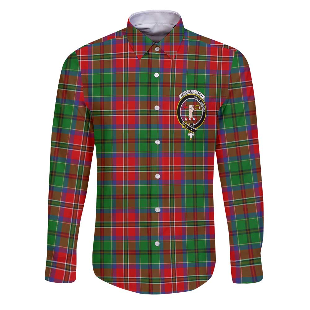 Clan Macculloch Tartan Long Sleeve Button Shirt Crest And Plaid Basic Style