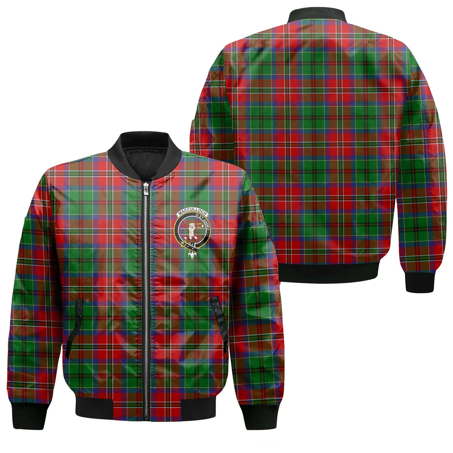 Clan Macculloch Tartan Men Bomber Jacket Crest And Plaid Basic Style