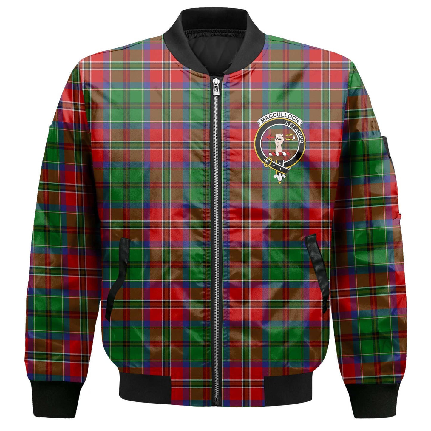 Clan Macculloch Tartan Men Bomber Jacket Crest And Plaid Basic Style