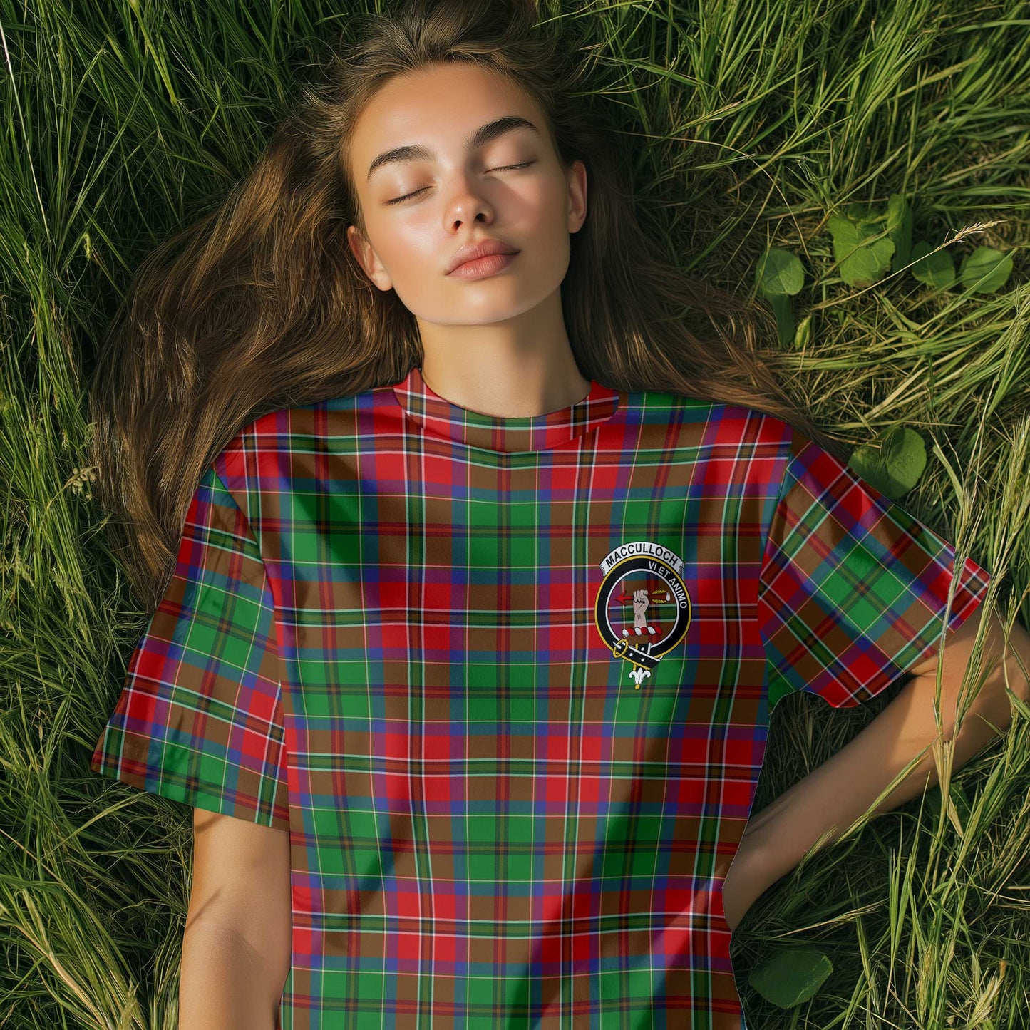 Clan Macculloch Tartan Women T Shirt Crest And Plaid Basic Style