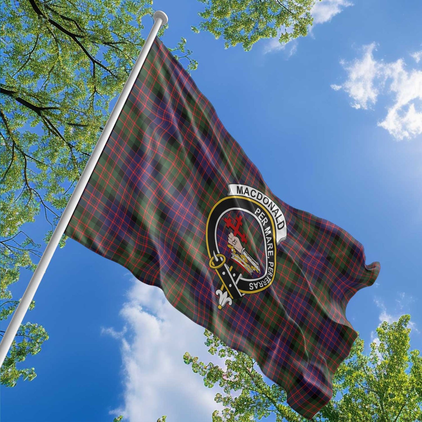 Clan Macdonald Donald Tartan Flag Crest And Plaid Basic Style