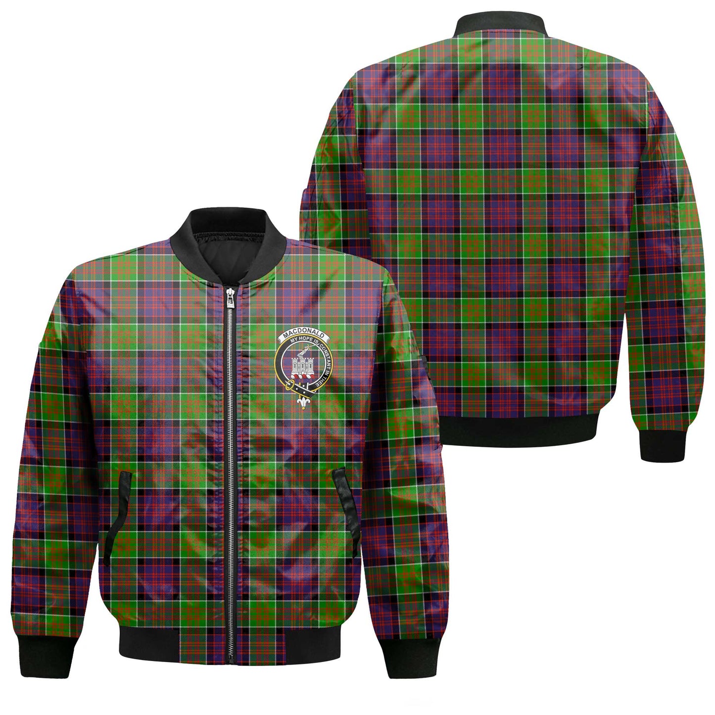 Clan Macdonald Donald Tartan Men Bomber Jacket Crest And Plaid Basic Style