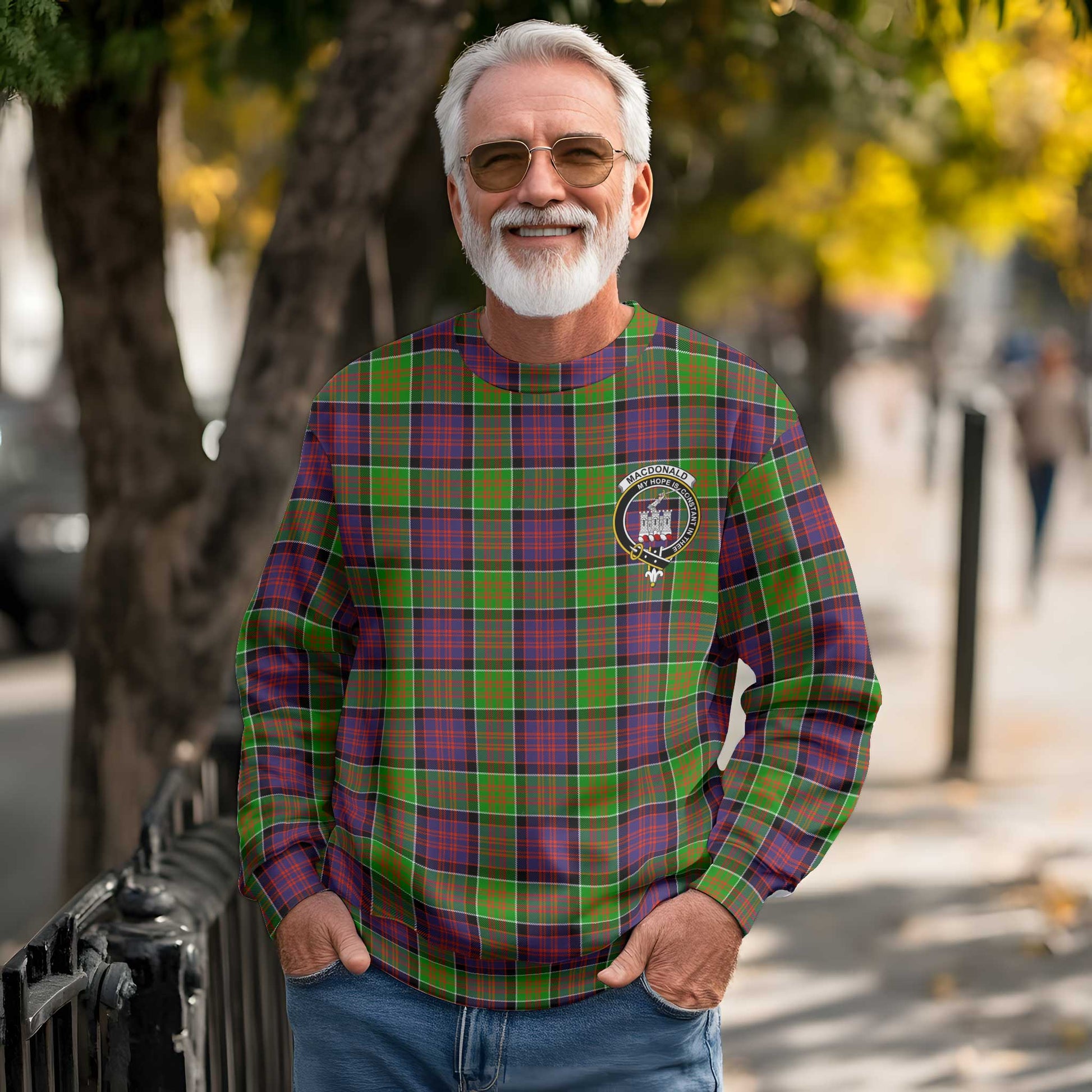 Clan Macdonald Donald Tartan Men Sweatshirt Crest And Plaid Basic Style