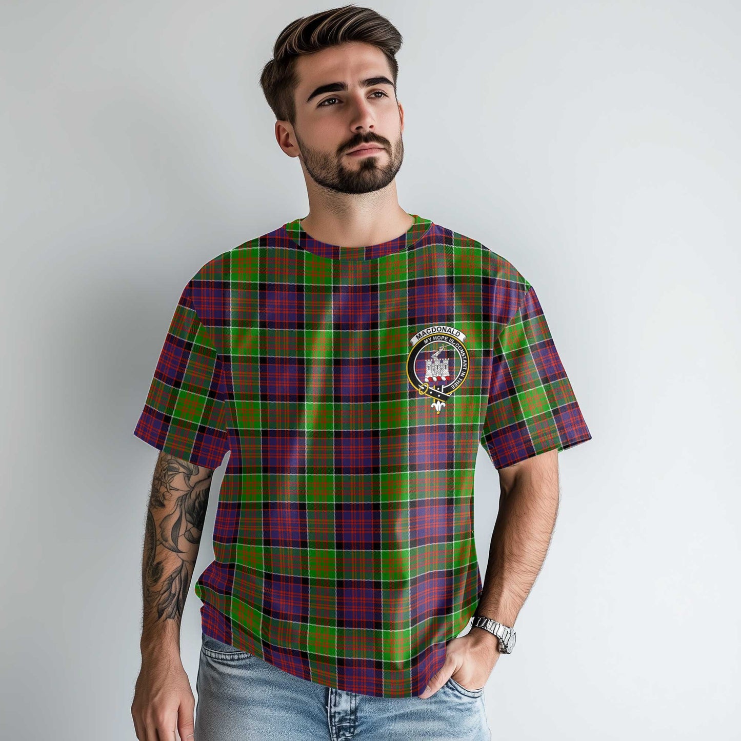 Clan Macdonald Donald Tartan Men T Shirt Crest And Plaid Basic Style