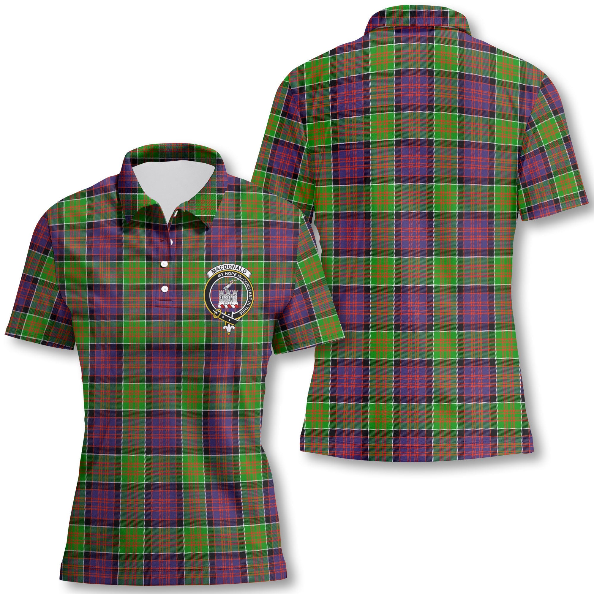 Clan Macdonald Donald Tartan Women Polo Shirt Crest And Plaid Basic Style