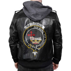 Clan Macdonald Donald Tartan Zip Leather Jacket Crest And Plaid Basic Style