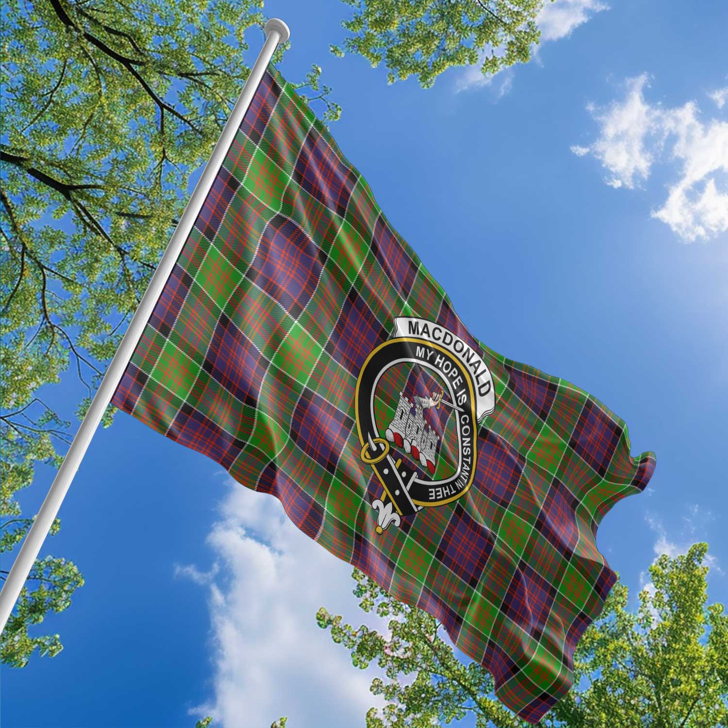 Clan Macdonald Ranald Tartan Flag Crest And Plaid Basic Style