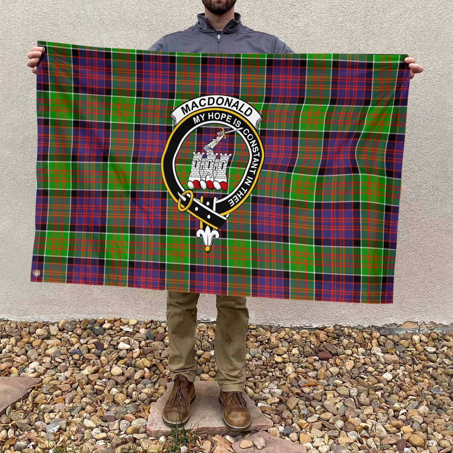 Clan Macdonald Ranald Tartan Flag Crest And Plaid Basic Style