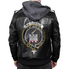 Clan Macdonald Ranald Tartan Zip Leather Jacket Crest And Plaid Basic Style