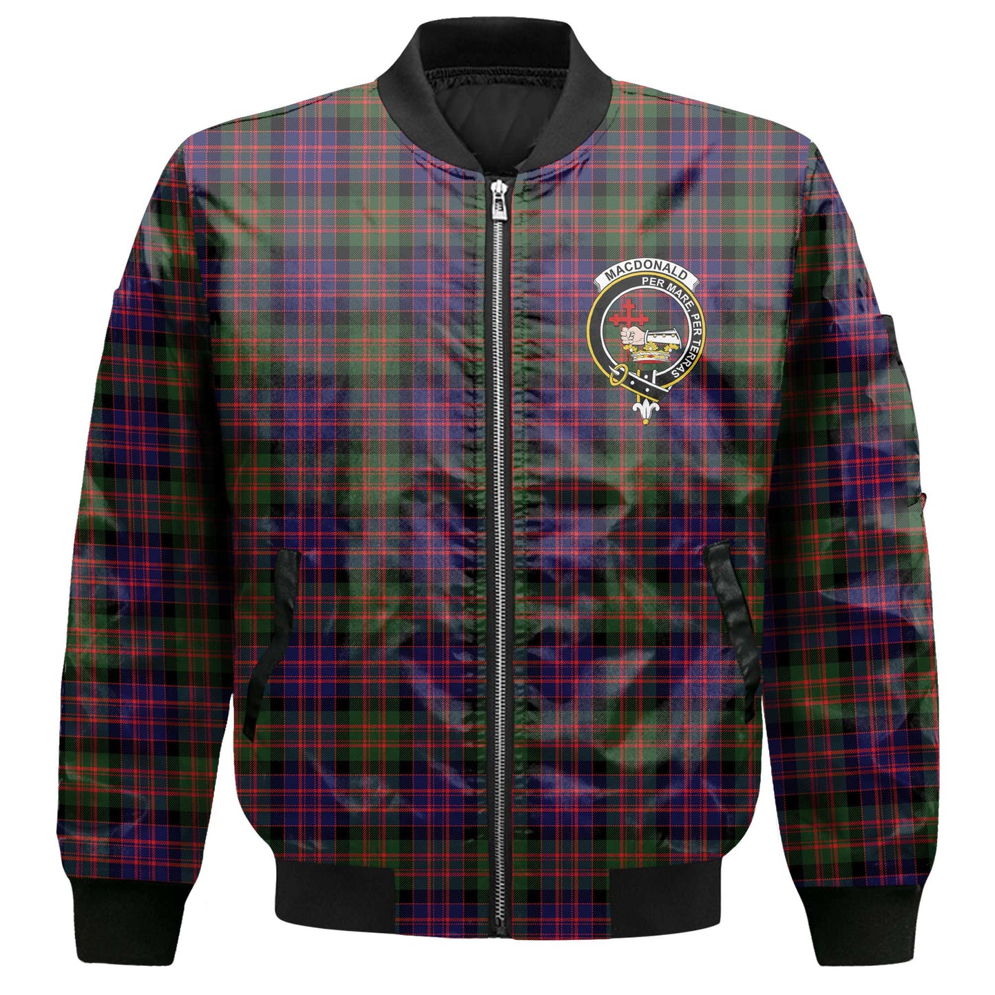 Clan Macdonald Tartan Women Bomber Jacket Crest And Plaid Basic Style