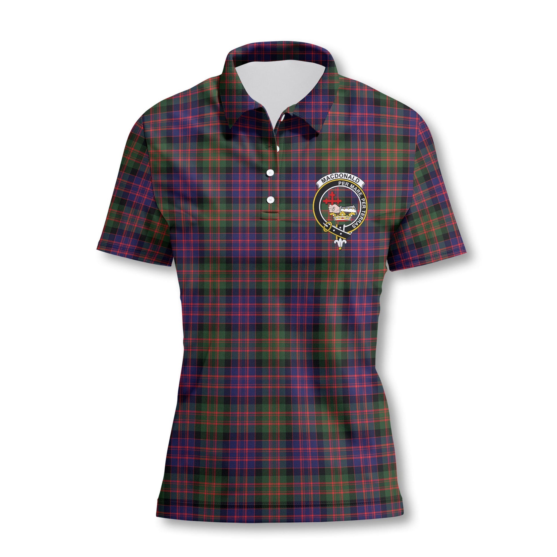 Clan Macdonald Tartan Women Polo Shirt Crest And Plaid Basic Style