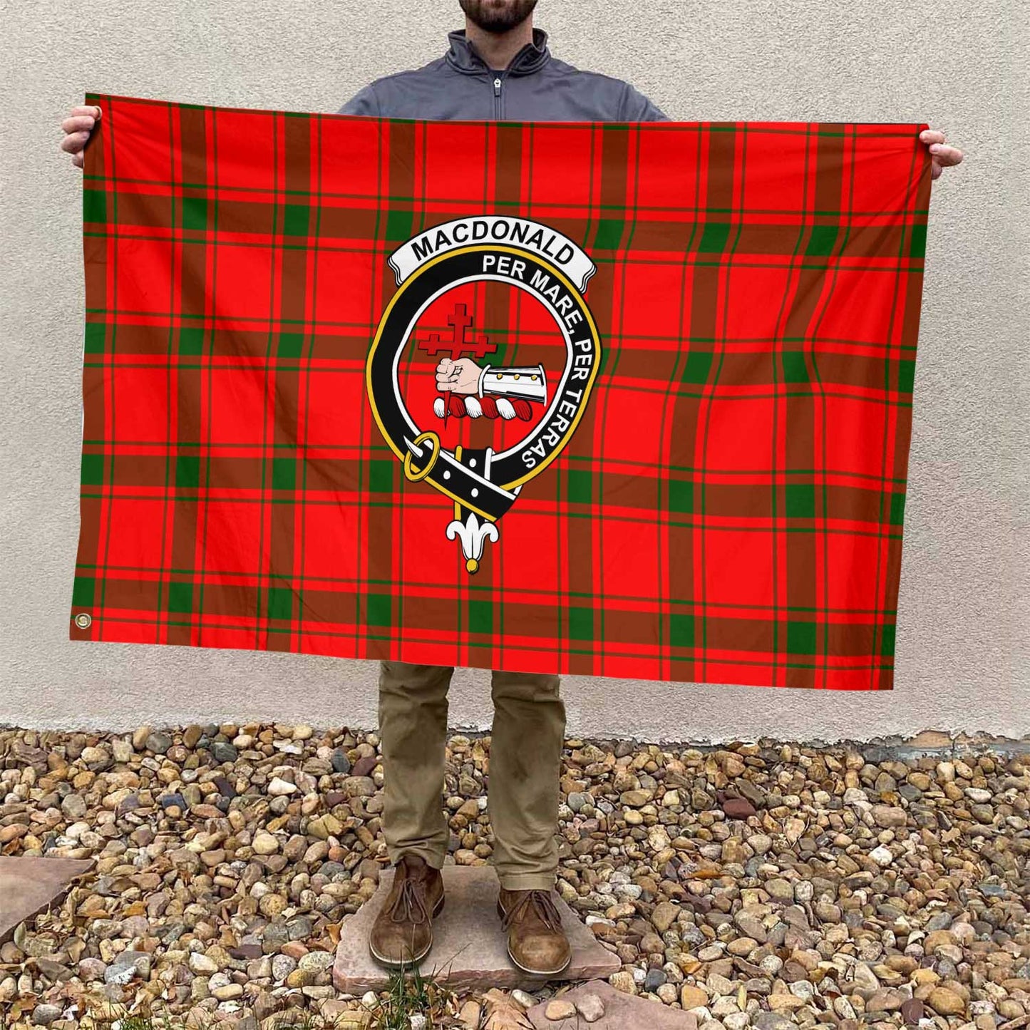 Clan Macdonald Of Sleat Tartan Flag Crest And Plaid Basic Style