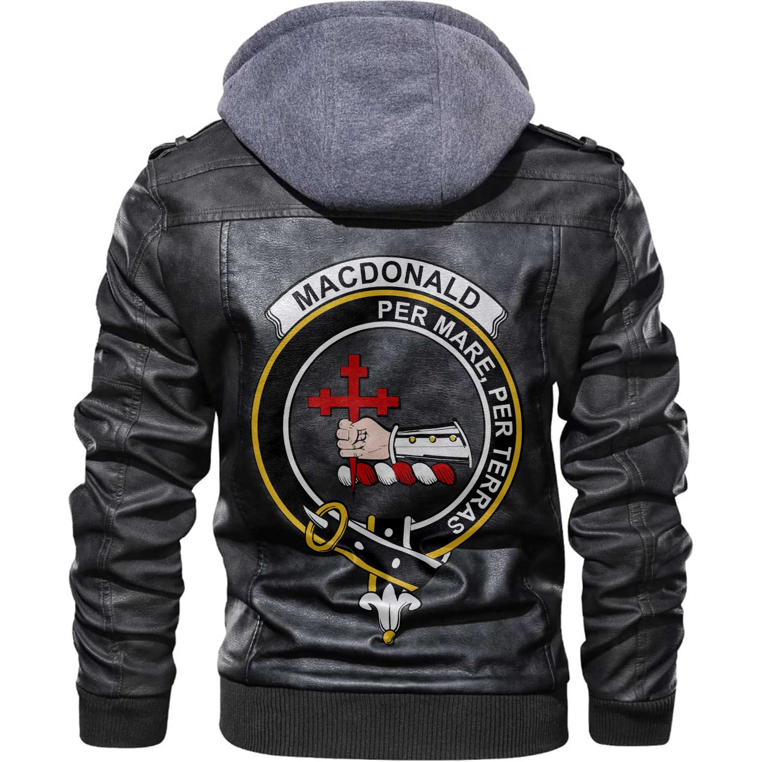 Clan Macdonald Of Sleat Tartan Zip Leather Jacket Crest And Plaid Basic Style