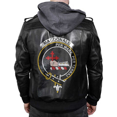 Clan Macdonald Of Sleat Tartan Zip Leather Jacket Crest And Plaid Basic Style