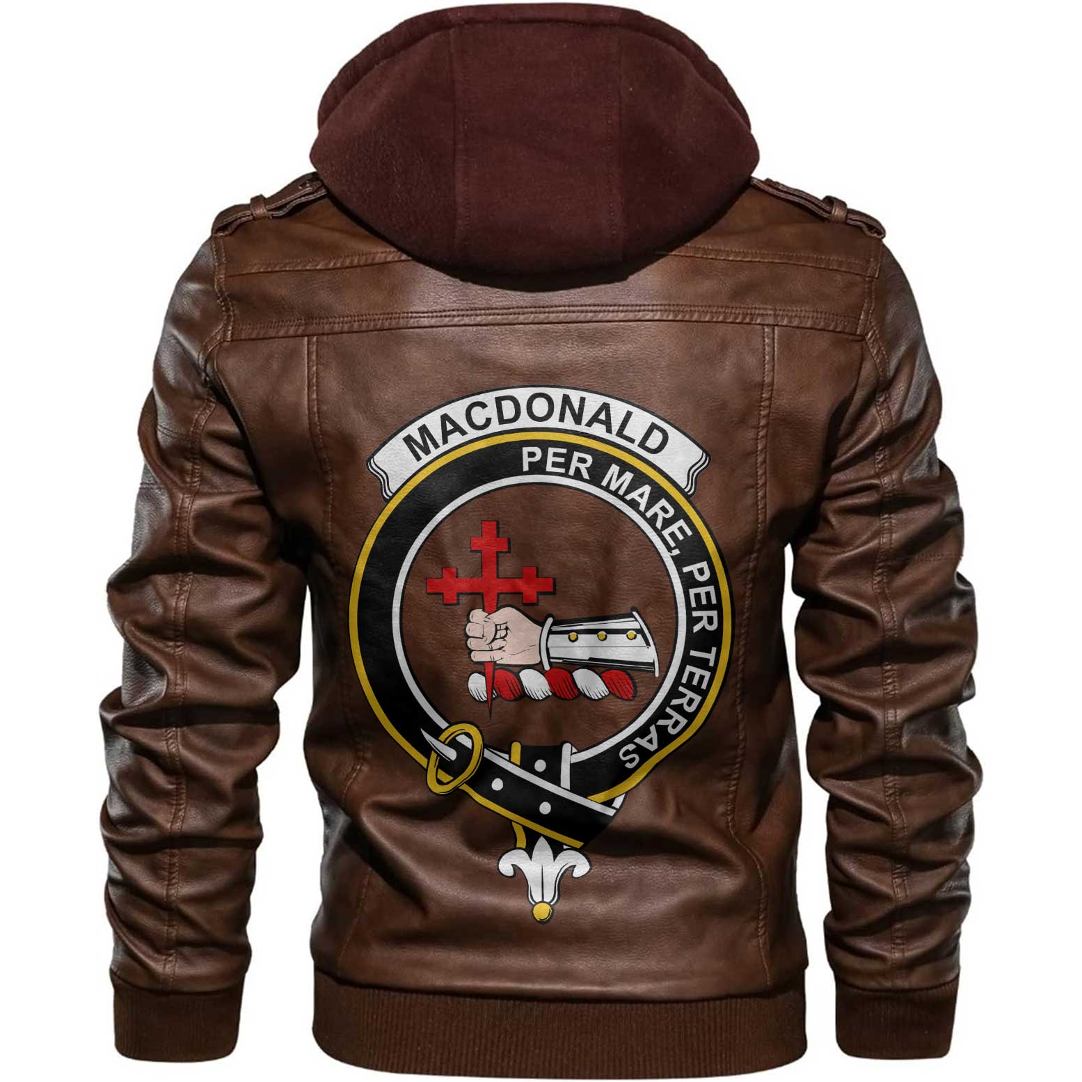 Clan Macdonald Of Sleat Tartan Zip Leather Jacket Crest And Plaid Basic Style