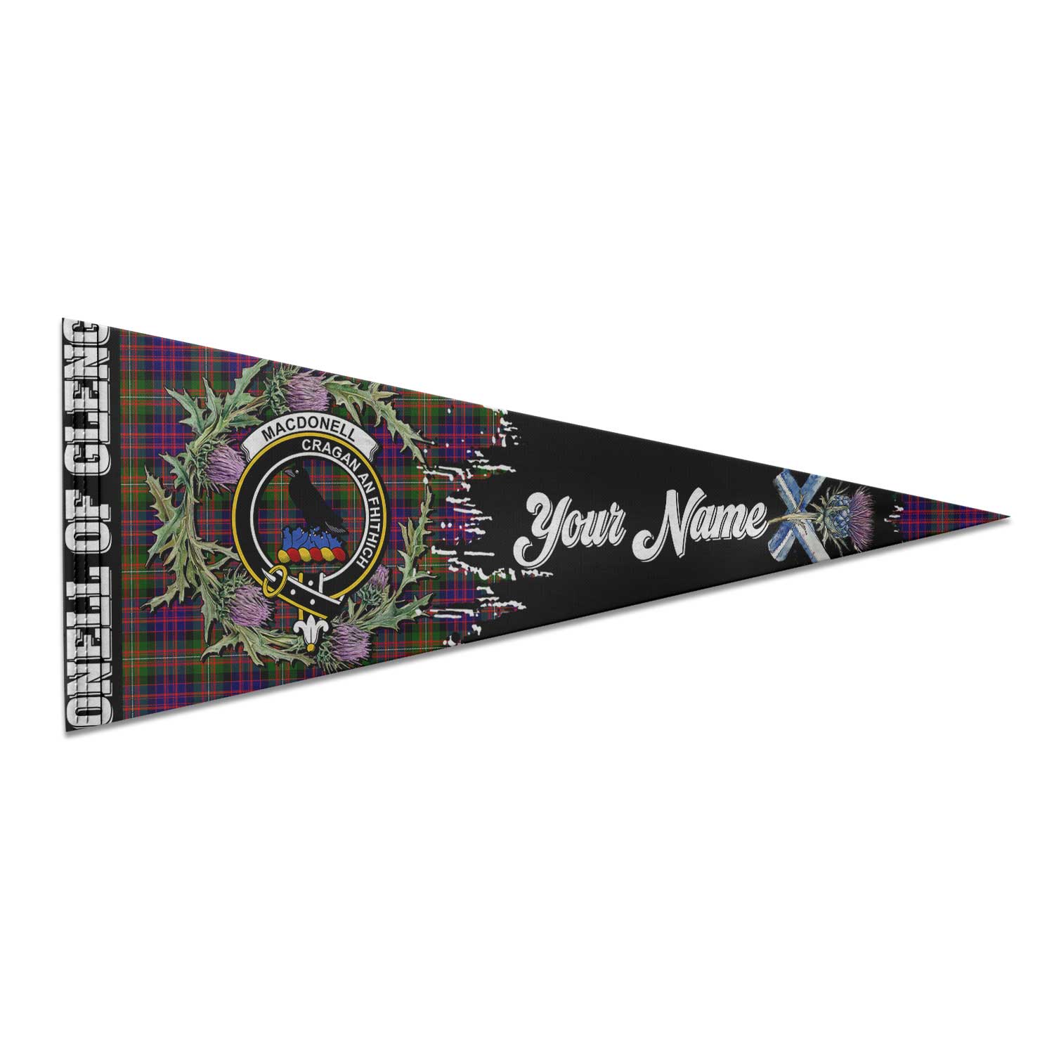 Clan Macdonell Of Glengarry Tartan Felt Pennant Crest And Plaid Basic Style