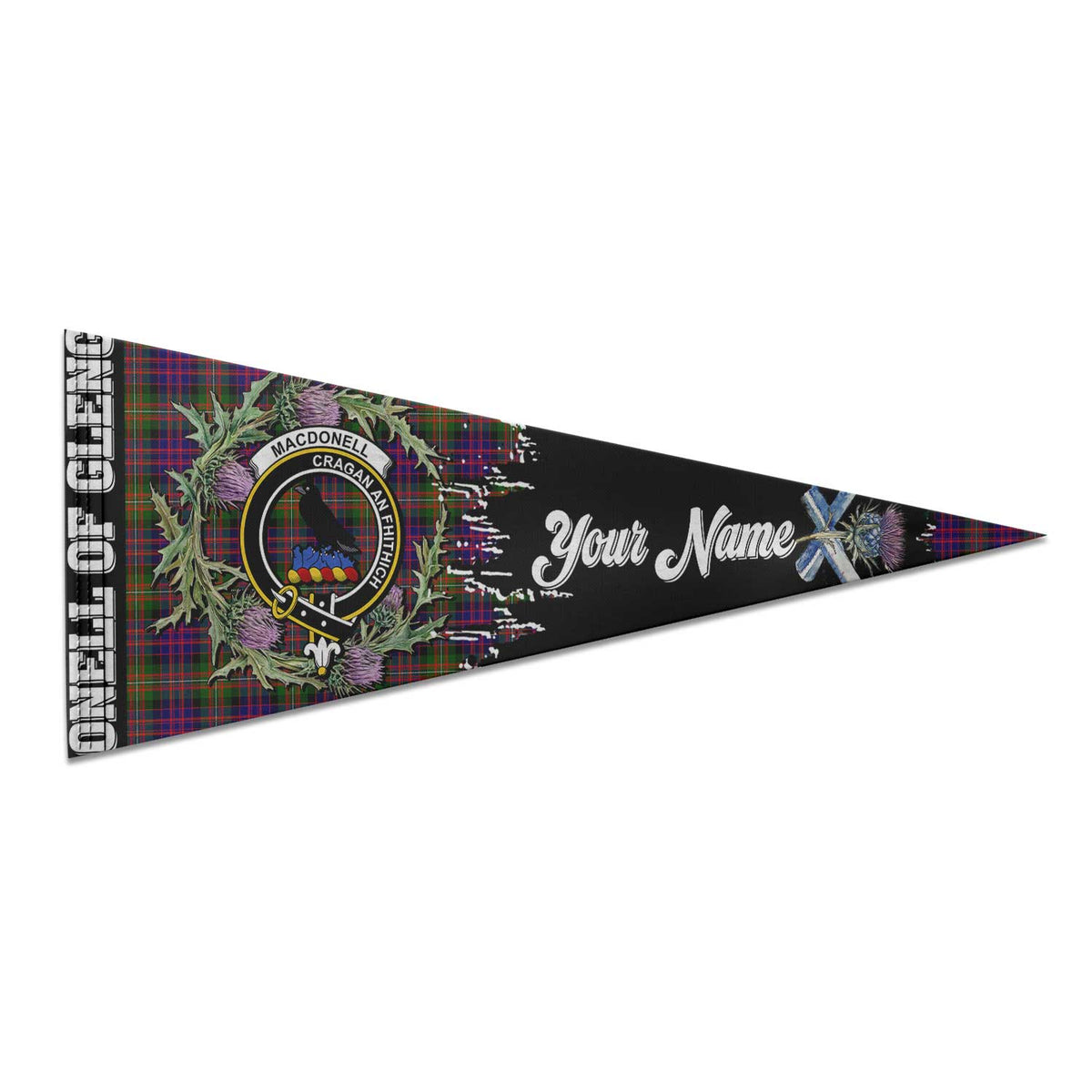 Clan Macdonell Of Glengarry Tartan Felt Pennant Crest And Plaid Basic Style