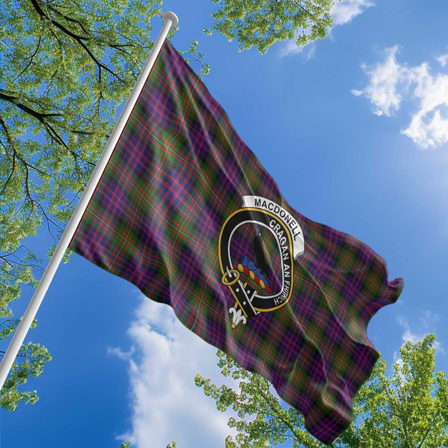 Clan Macdonell Of Glengarry Tartan Flag Crest And Plaid Basic Style