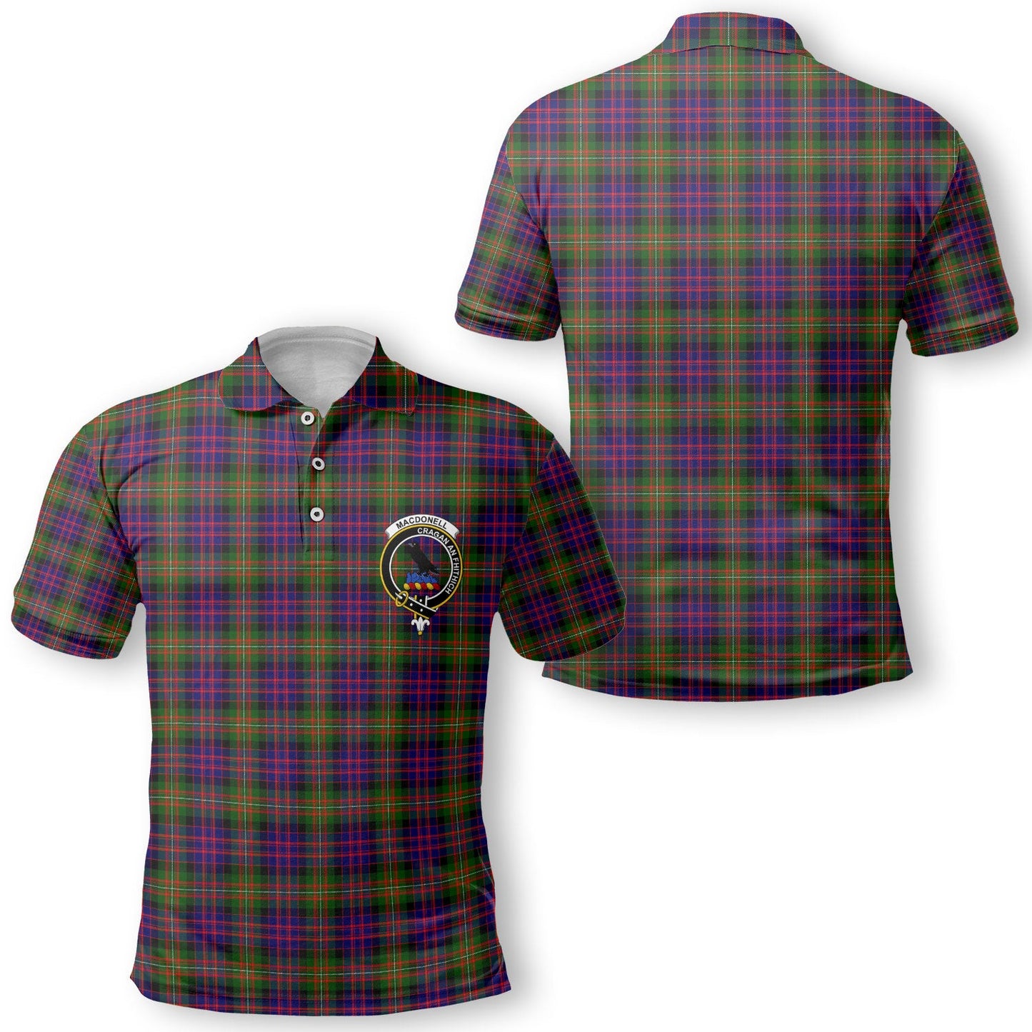 Clan Macdonell Of Glengarry Tartan Golf Men Polo Shirt Crest And Plaid Basic Style