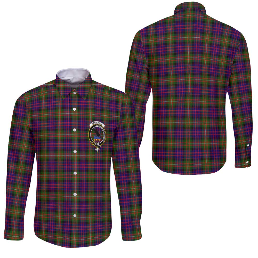 Clan Macdonell Of Glengarry Tartan Long Sleeve Button Shirt Crest And Plaid Basic Style