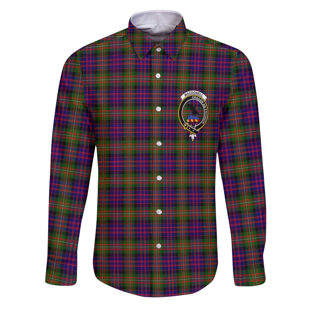 Clan Macdonell Of Glengarry Tartan Long Sleeve Button Shirt Crest And Plaid Basic Style