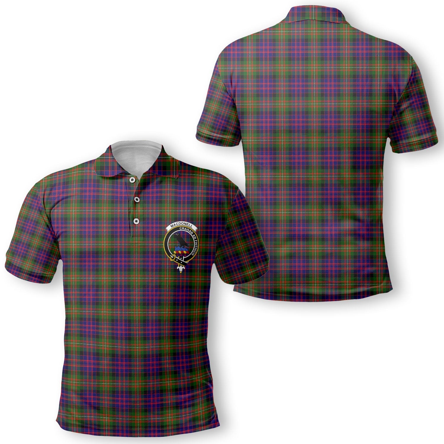 Clan Macdonell Of Glengarry Tartan Men Polo Shirt Crest And Plaid Basic Style
