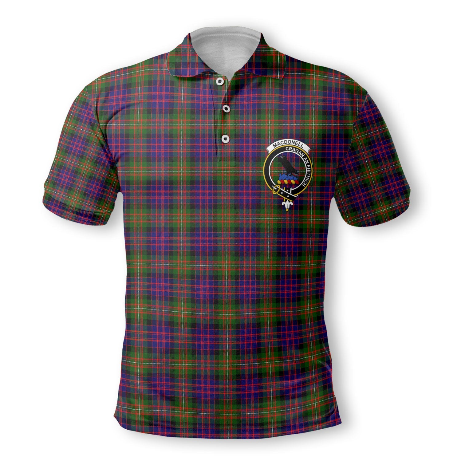Clan Macdonell Of Glengarry Tartan Men Polo Shirt Crest And Plaid Basic Style