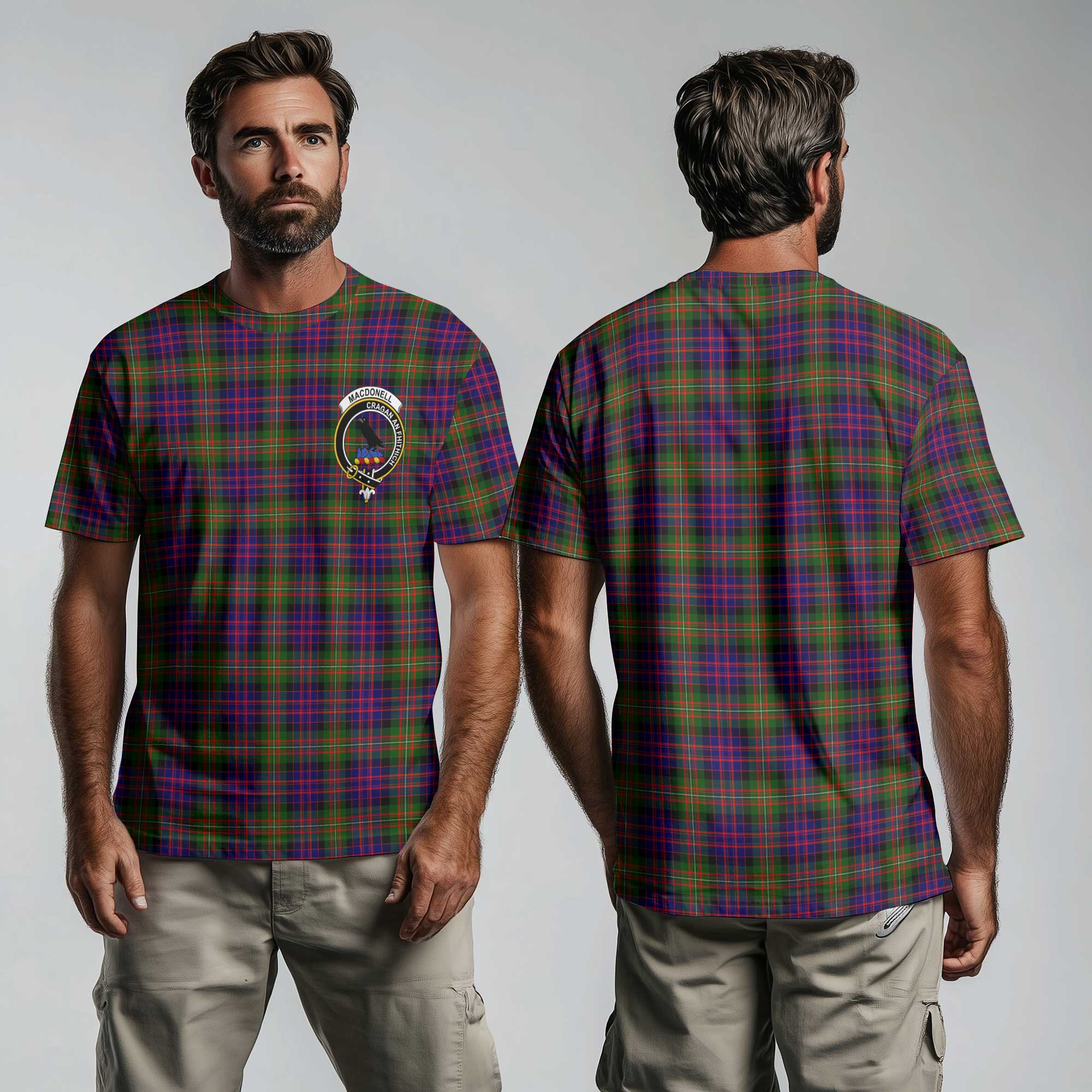 Clan Macdonell Of Glengarry Tartan Men T Shirt Crest And Plaid Basic Style