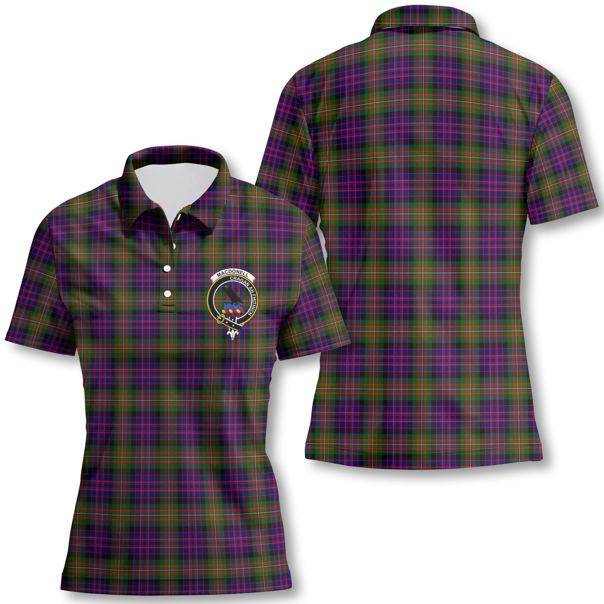 Clan Macdonell Of Glengarry Tartan Women Polo Shirt Crest And Plaid Basic Style