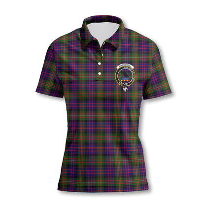 Clan Macdonell Of Glengarry Tartan Women Polo Shirt Crest And Plaid Basic Style