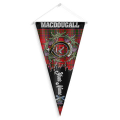 Clan Macdougall Tartan Felt Pennant Crest And Plaid Basic Style