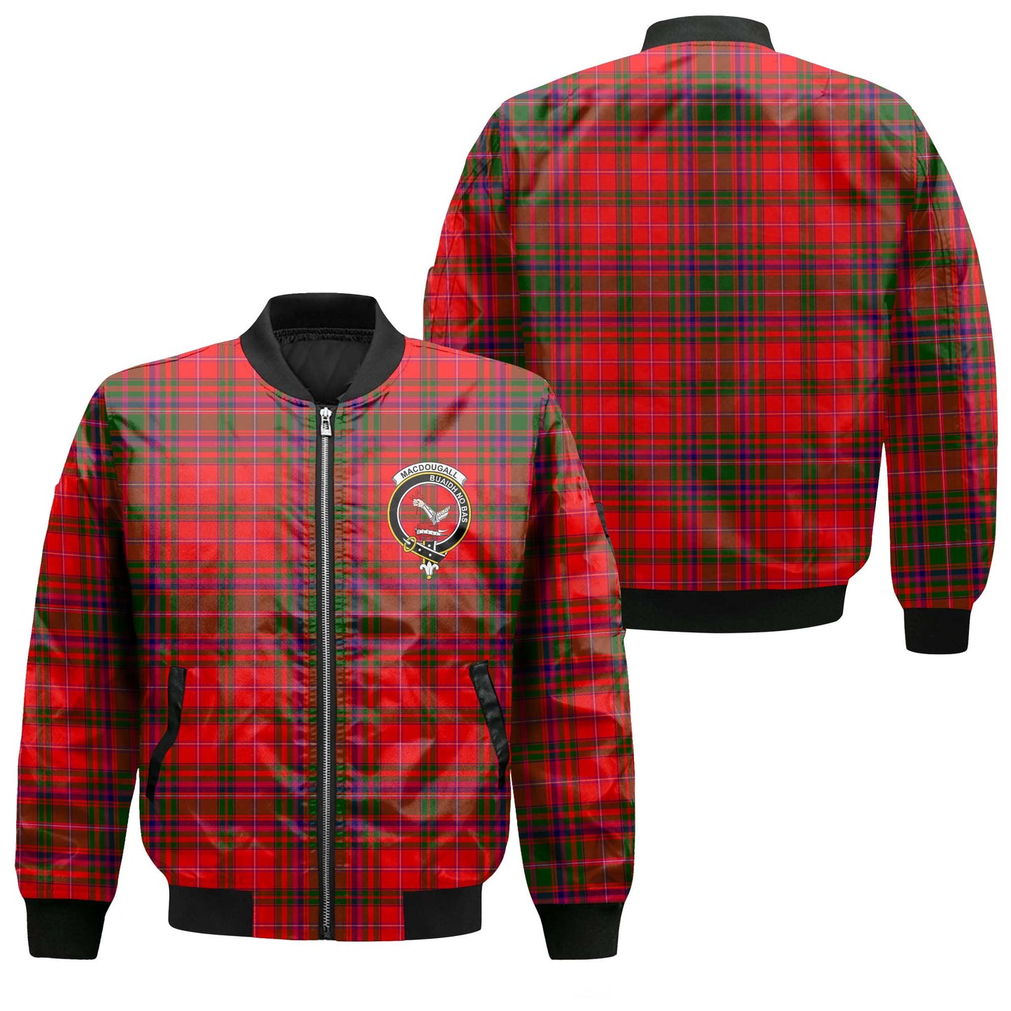 Clan Macdougall Tartan Men Bomber Jacket Crest And Plaid Basic Style