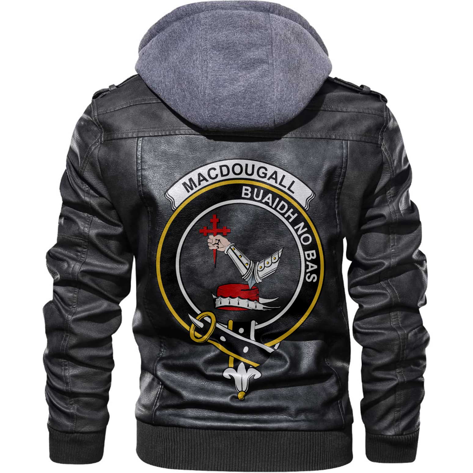 Clan Macdougall Tartan Zip Leather Jacket Crest And Plaid Basic Style