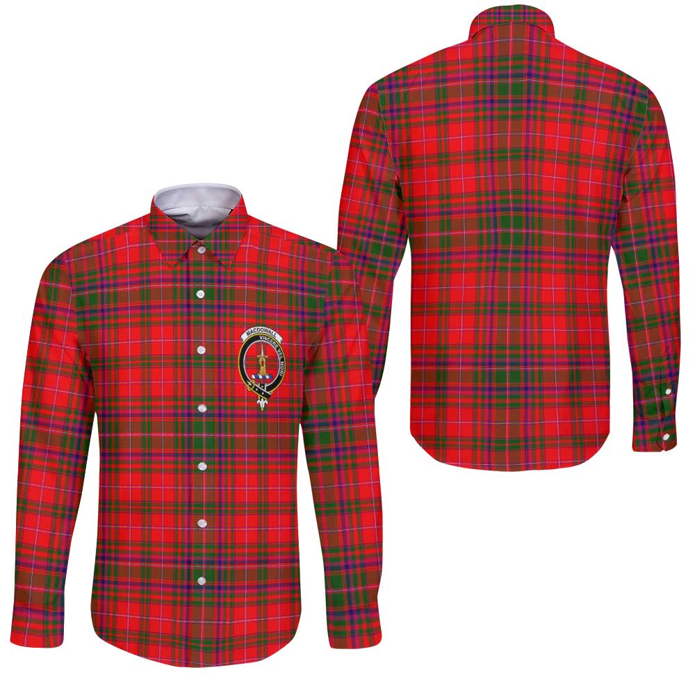 Clan Macdowall Tartan Long Sleeve Button Shirt Crest And Plaid Basic Style