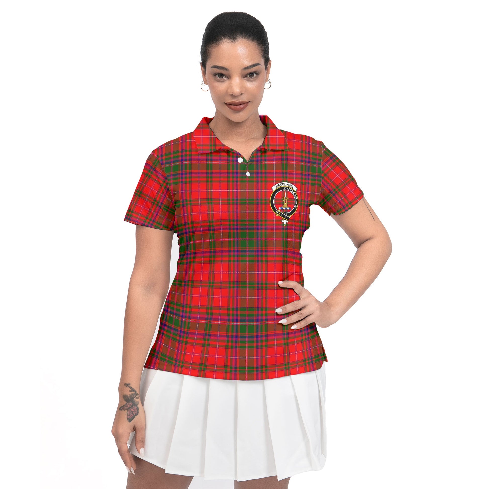 Clan Macdowall Tartan Women Polo Shirt Crest And Plaid Basic Style