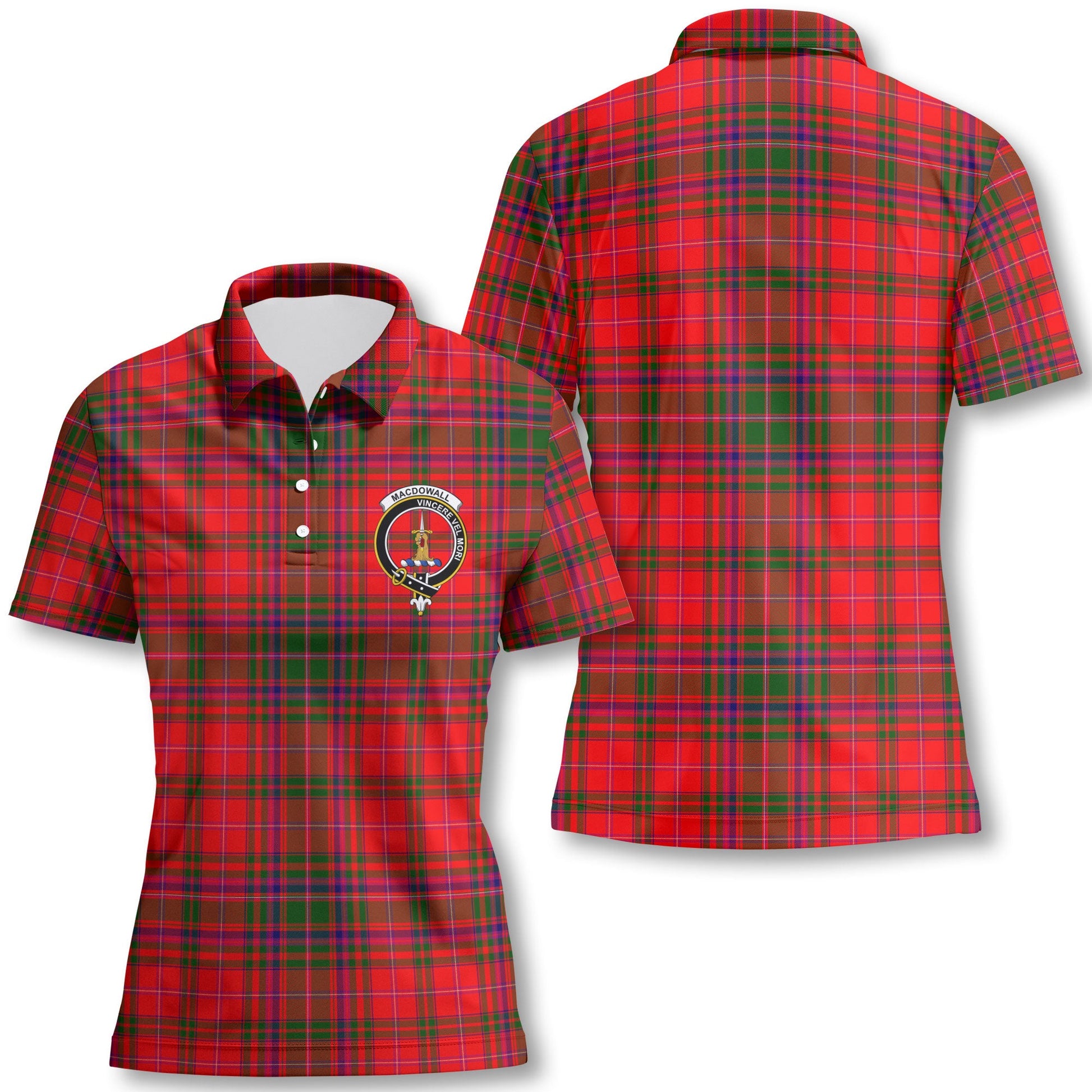 Clan Macdowall Tartan Women Polo Shirt Crest And Plaid Basic Style