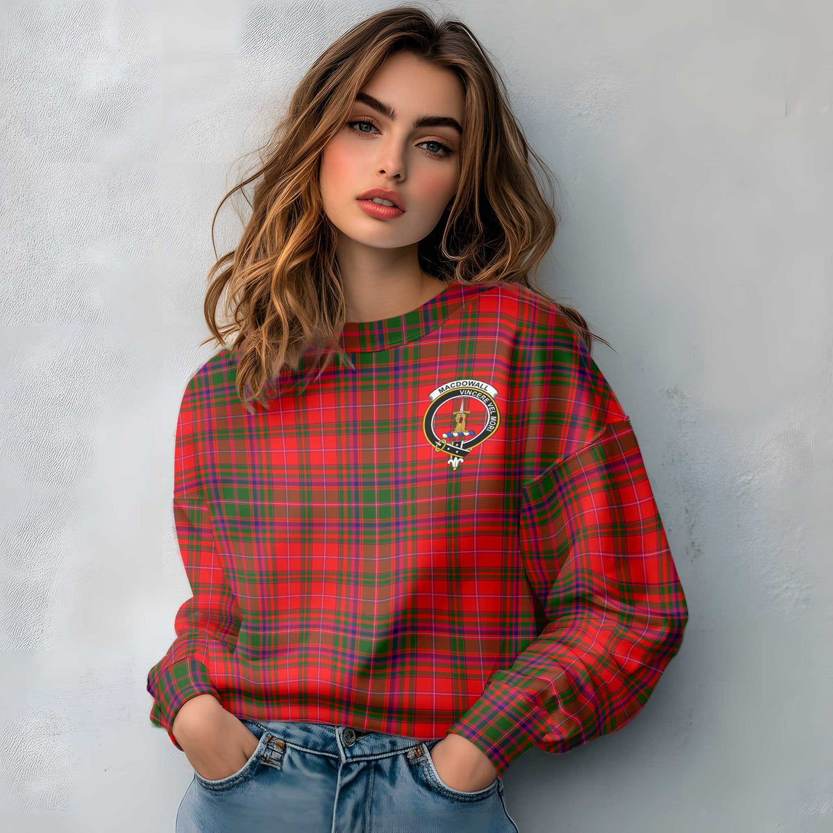 Clan Macdowall Tartan Women Sweatshirt Crest And Plaid Basic Style