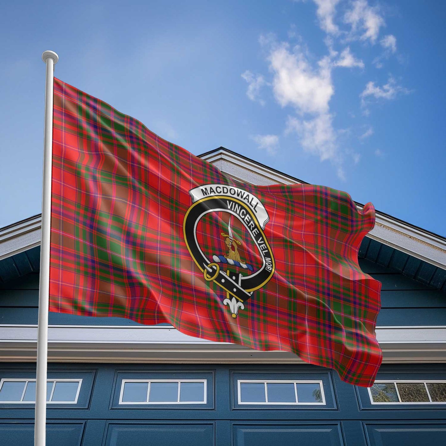 Clan Macdowall Of Garthland Tartan Flag Crest And Plaid Basic Style