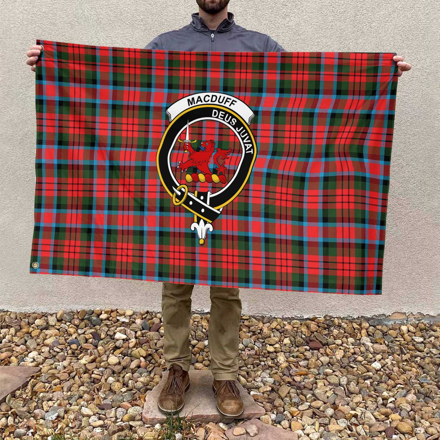 Clan Macduff Tartan Flag Crest And Plaid Basic Style