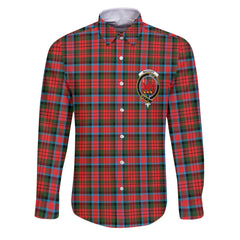 Clan Macduff Tartan Long Sleeve Button Shirt Crest And Plaid Basic Style
