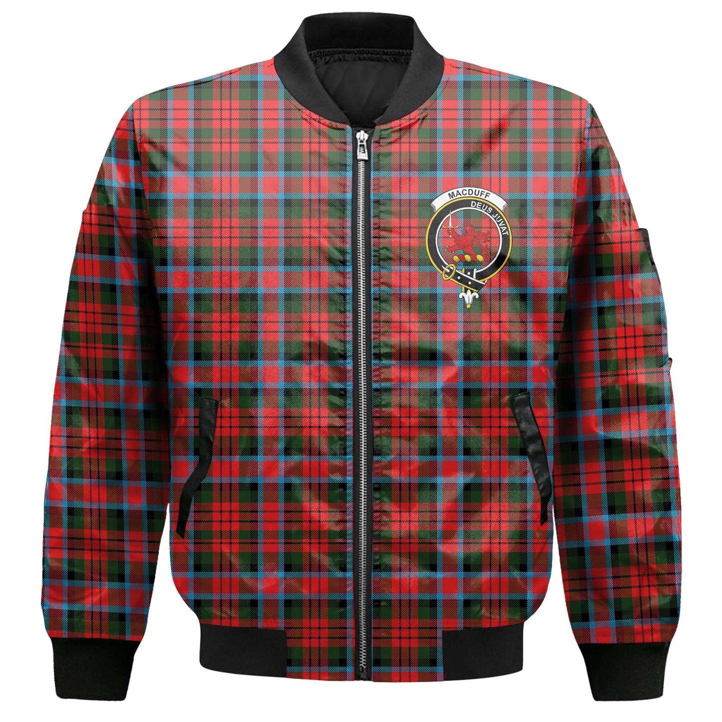 Clan Macduff Tartan Men Bomber Jacket Crest And Plaid Basic Style