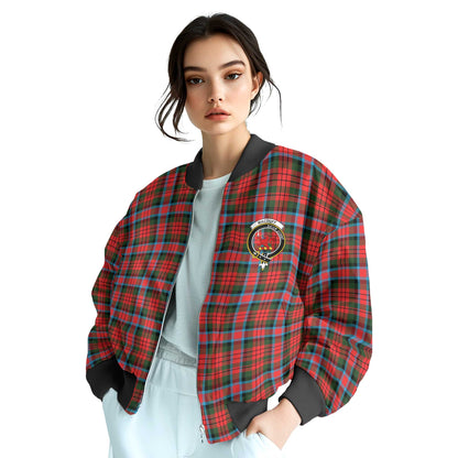 Clan Macduff Tartan Women Bomber Jacket Crest And Plaid Basic Style