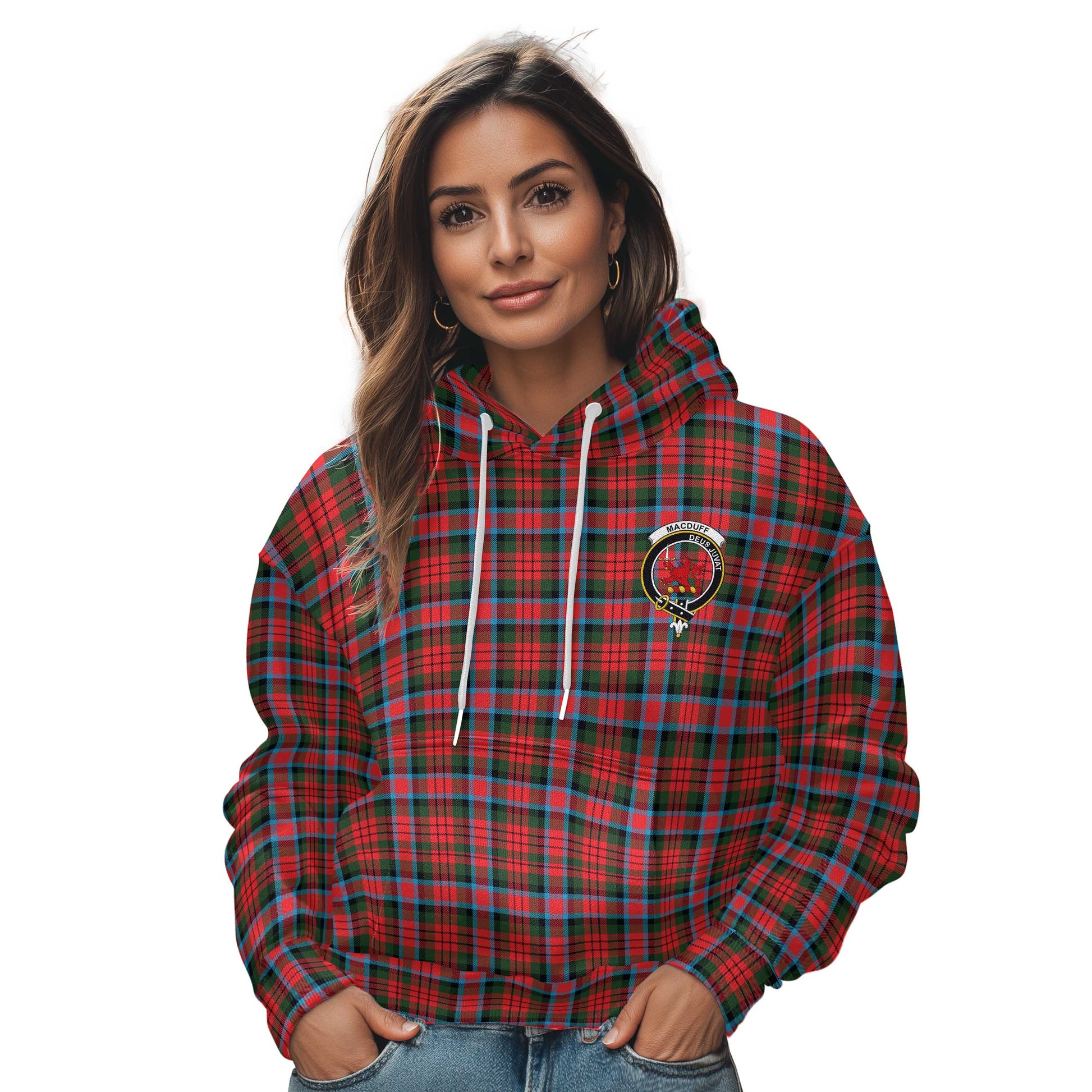 Clan Macduff Tartan Women Hoodie Crest And Plaid Basic Style