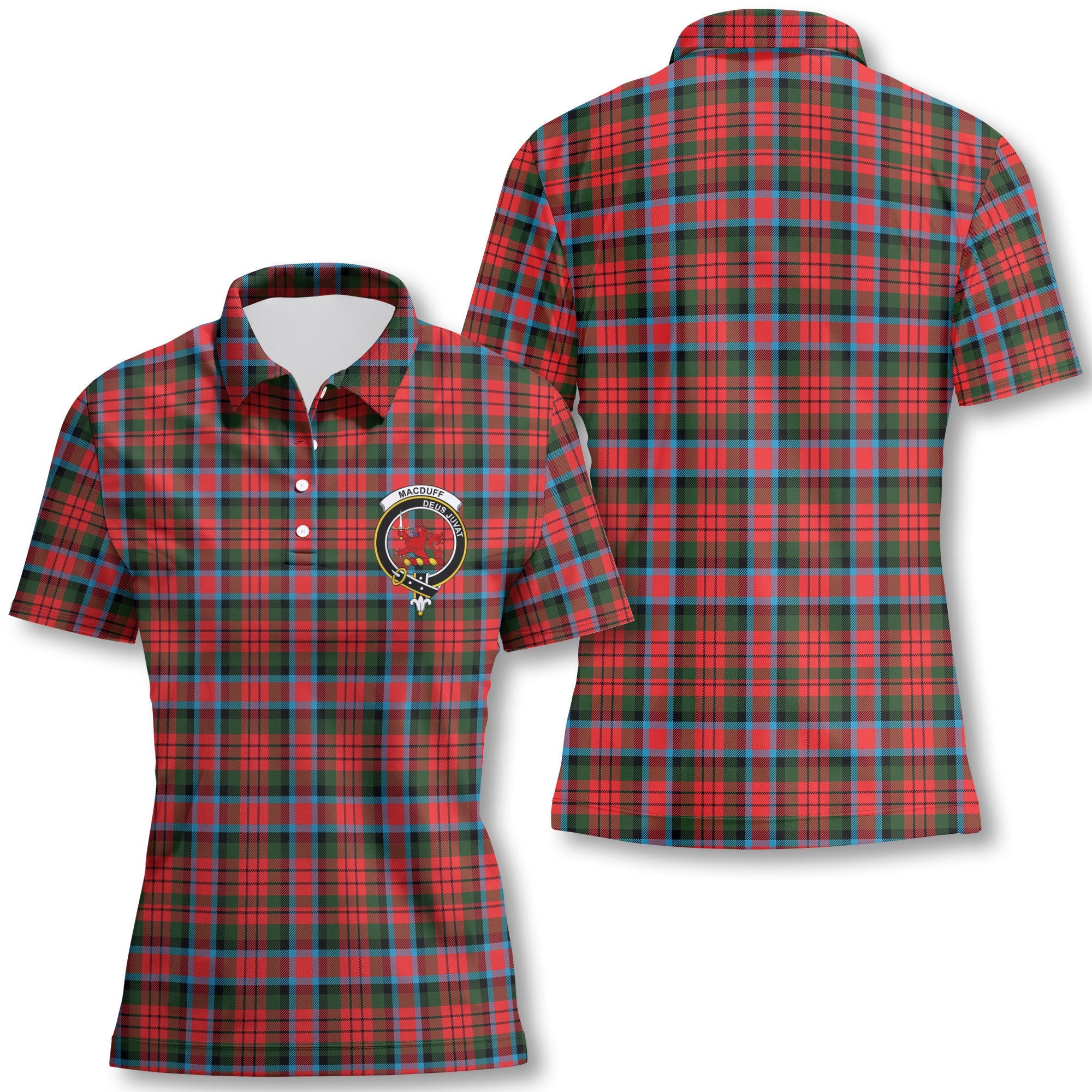 Clan Macduff Tartan Women Polo Shirt Crest And Plaid Basic Style